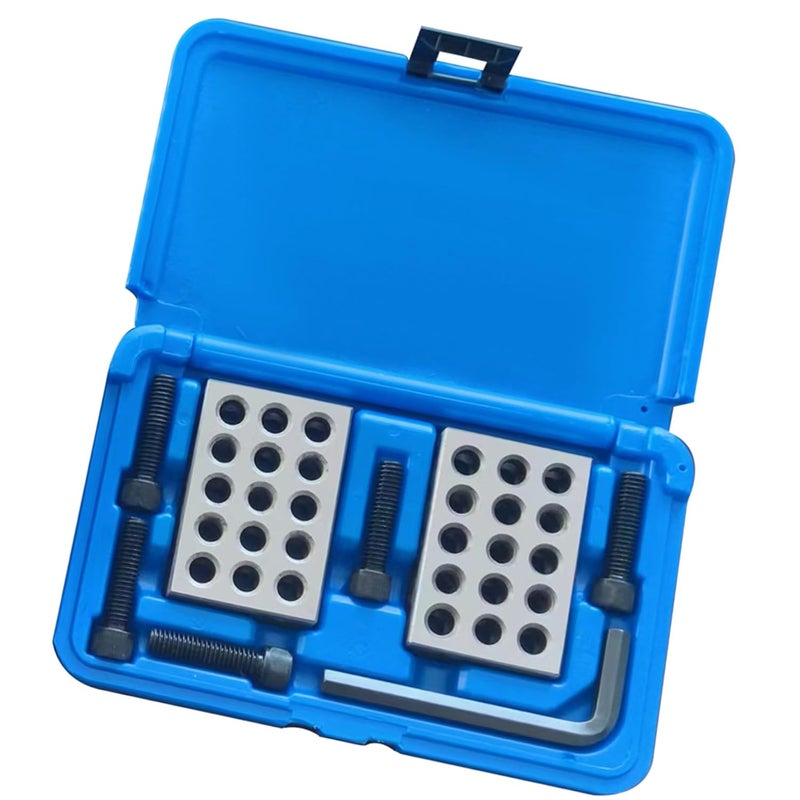 marddpair 8Pcs 1 x 2 x 3 Inch Blocks Accuracy 23 Hole Block Set 0.0001 Accuracy with Screws Hex Key Plastic Case Fit for Set-up, Layout and Inspection Jobs - Image 1